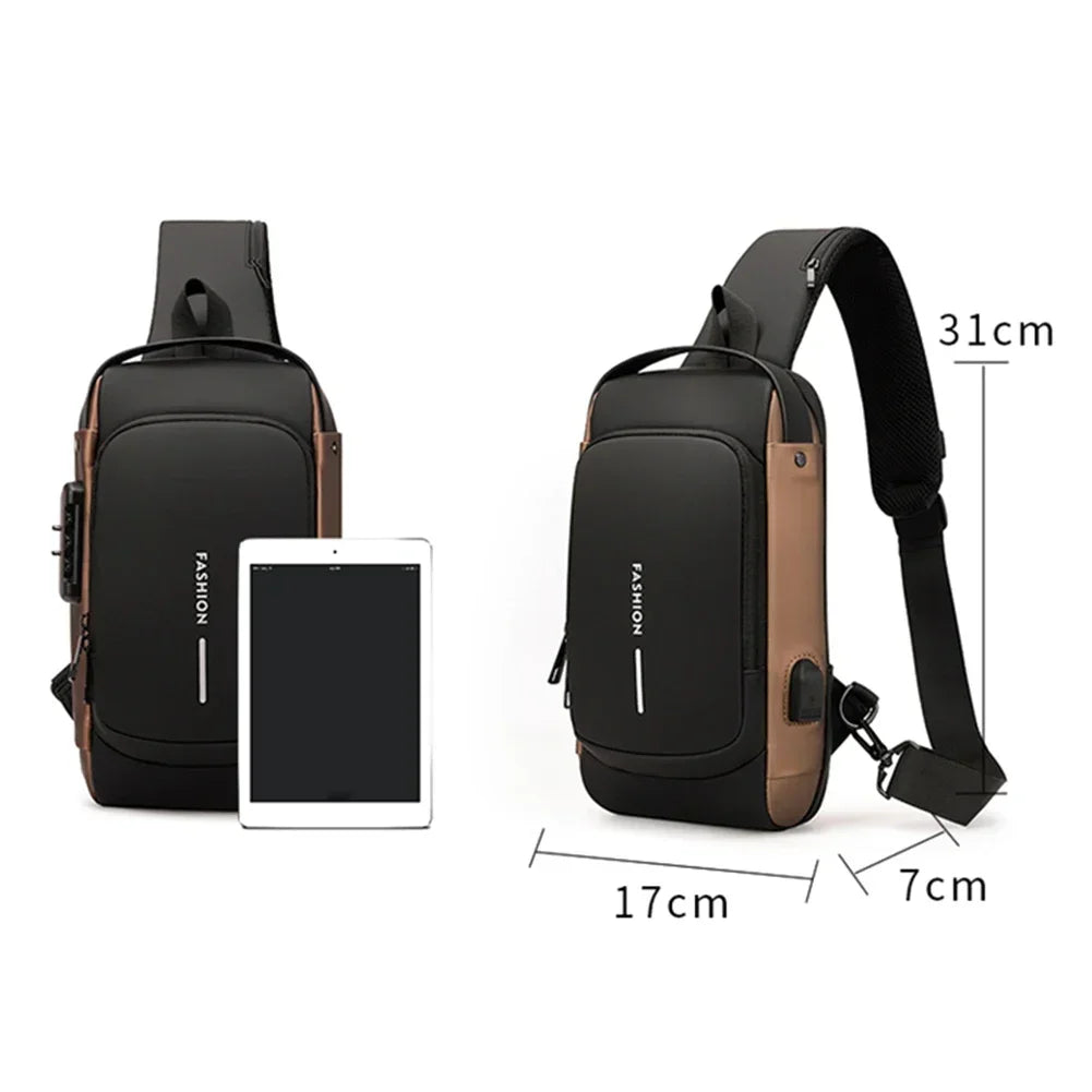 Multifunction Designer Anti-theft USB Shoulder Bag Crossbody Travel Sling Pack Messenger Pack Chest Bag Male Luxury Brand Men