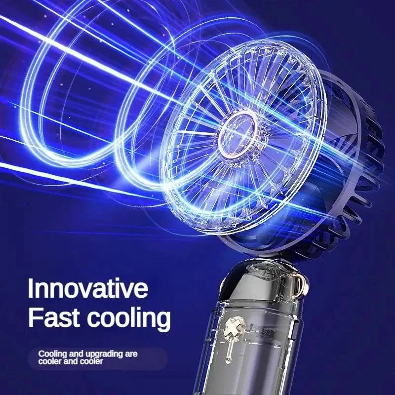 USB Handheld Mini Fan Foldable Portable Neck Hanging Fans 5 Speed USB Rechargeable Fan with Phone Stand and Display Screen
