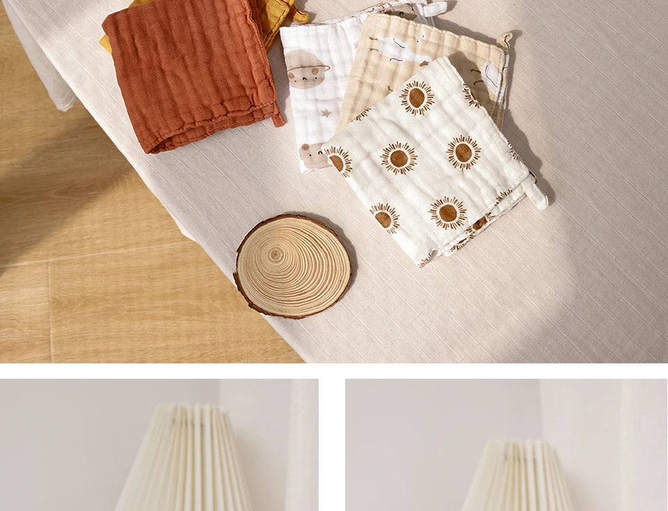 Kangobaby #My Soft Life# 5pcs Pack Bamboo Cotton Breathable Baby Muslin Towel Newborn Burp Cloth