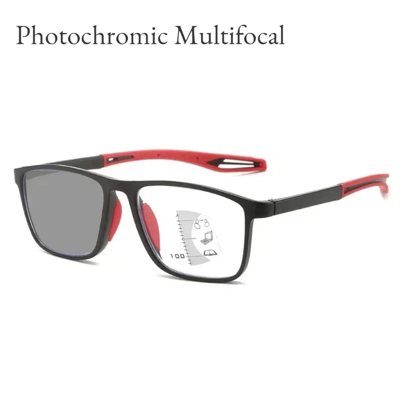 2025 New TR90 Photochromic Multifocal Glasses Vintage Progressive Reading Glasses Men Women Anti-blue Sports Eyeglasses +1.0+4.0