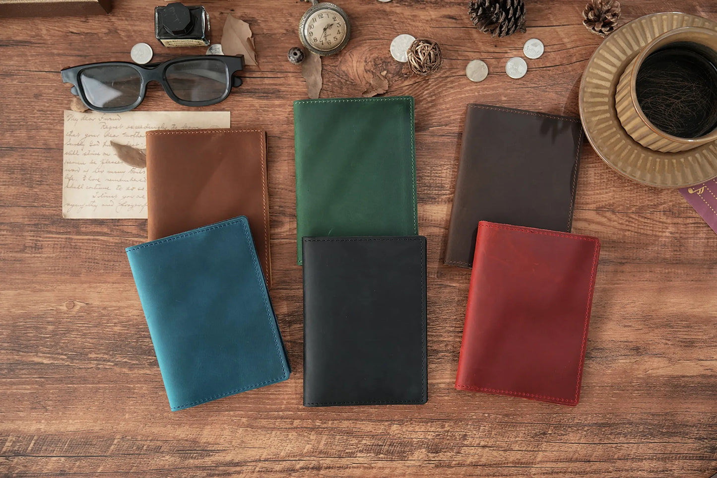 Leather Passport Holder for Travel Essentials, Slim Passport Cover Case Travel Wallet Bifold Credit Card Bag for Women Men