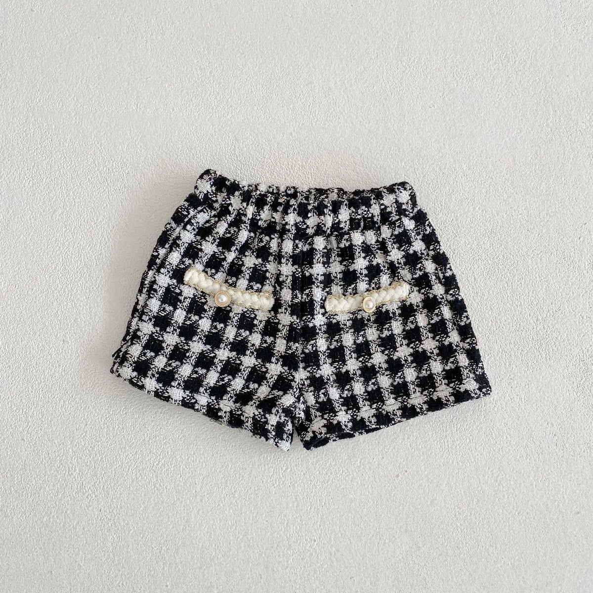 Girl Clothing Set 2026 Spring Baby Tweed Plaid Girl's Two Piece Suit Jacket+ Short Pants Sweet Girl's Suit