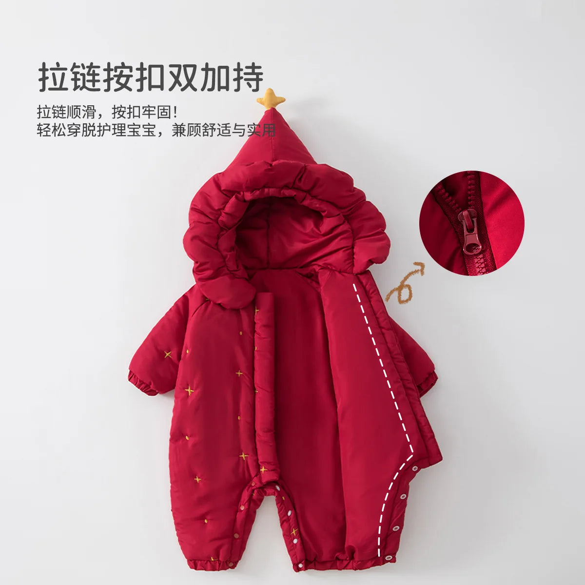 Winter Baby Romper Infant Thick Quilted Cotton Jumpsuit with Hood Warm Outwear for Outdoor Clothes Newborn Hooded Thick Coverall