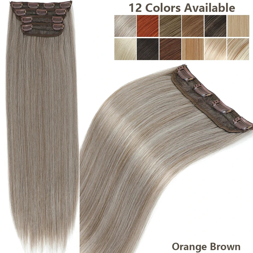 24Inches 200Grams M888 Ombre Blond 27/613 4Clips In Straight Hair Extensions Bio Heat Resistant Soft Nature Synthetic Hairpieces