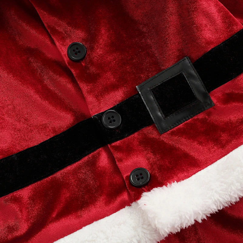 Baby Christmas Clothes Boys Girls Santa Jacket Velvet Outwear Coat Long Pants with Hat Baby Santa Costume