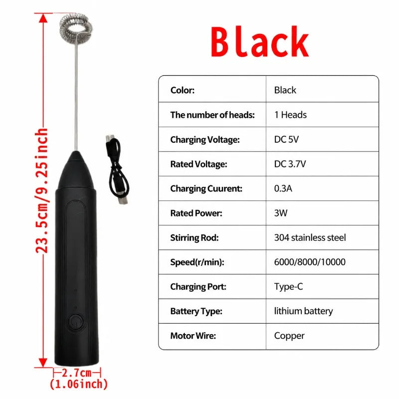Electric Coffee Frother/MILK Whisk+Egg Beater MINI Food Blender USB Rechargeable Handheld Three Speeds Espresso Tools
