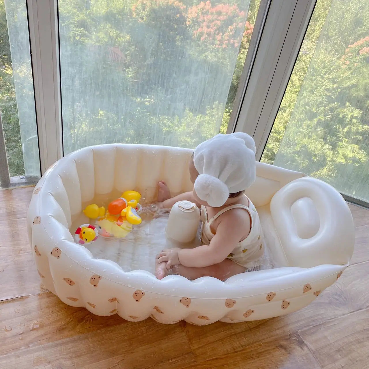 Ins Children Inflatable Bathtub Cartoon Manual Inflatable Baby Bath Indoor Kids Swimming Pool Portable Newborn Shower Products