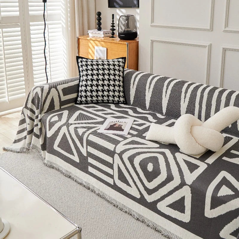 Bohemia Jacquard Slipcover Chenille Sofa Cover with Tassels Sofa Towel Living Room Camping Multipurpose Blanket Furniture Decor