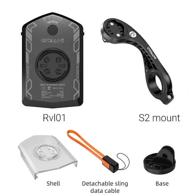 CYCLAMI RVL01 Bicycle Headlight Daytime  Front Light 5000mAh Bike Safety Visibility Cycling Light for Garmin XOSS IGS Charging