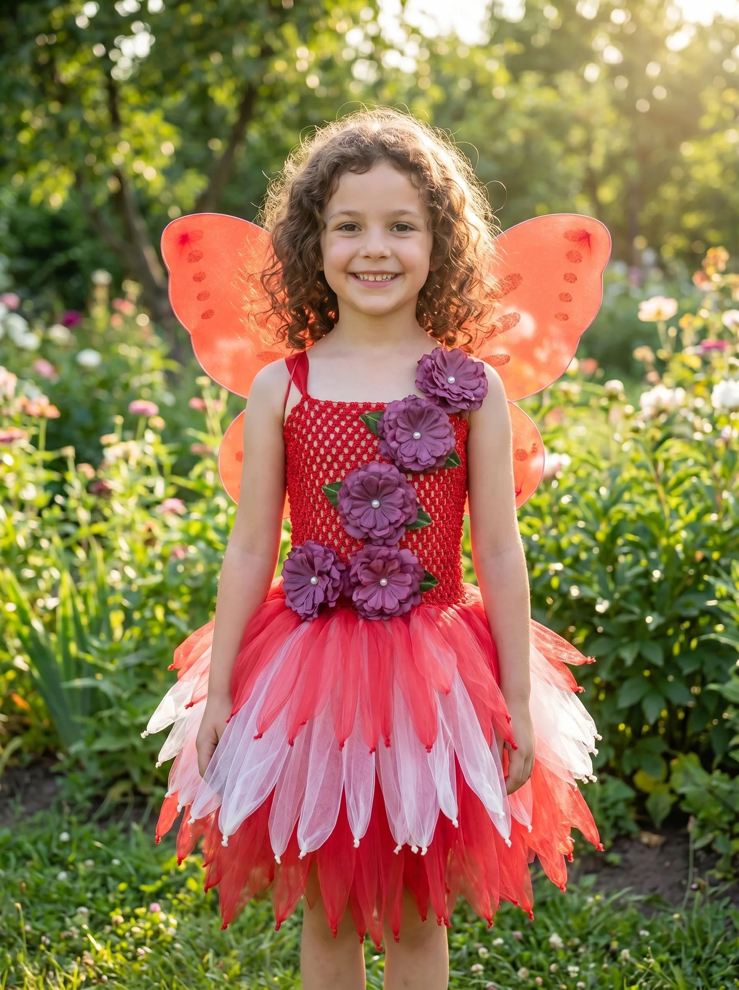 Girls Fairy Costume Princess Dress Kids Butterfly Wing Outfit Tulle Dress Halloween Birthday Party Fancy Dress Carnival Pageant