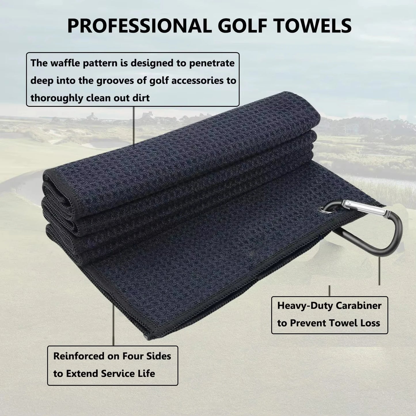 Golf Towel Microfiber Fabric For Golf Lovers Soft Absorbent Golf Club Cleaner Rag Clip Golf Accessories Golf Club Cleaning Towel