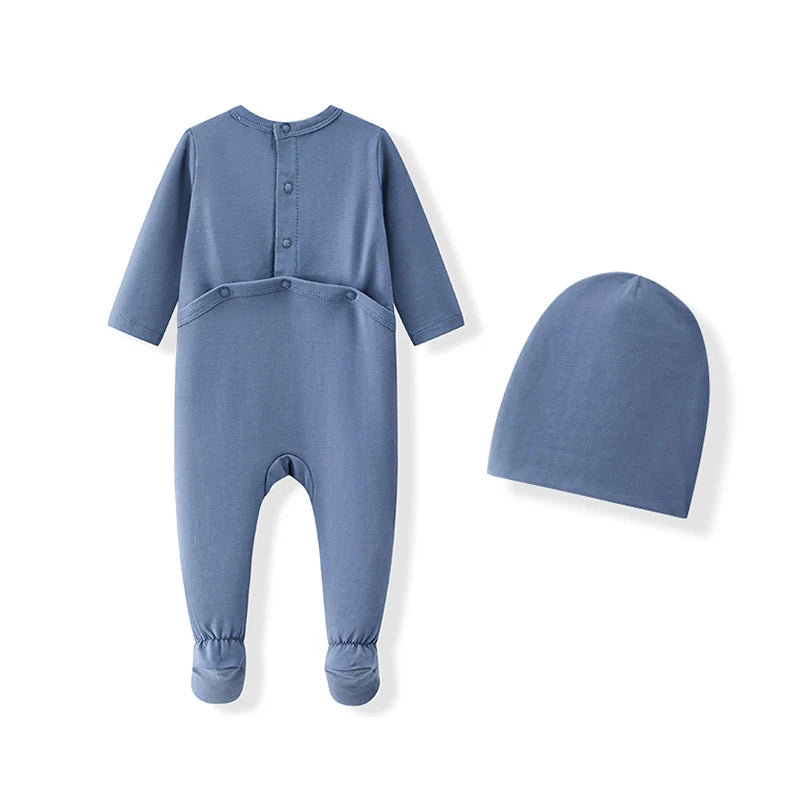 Ali Layette AW26 Baby Footed Romper Matching Hat Girl Boy Cotton Pajama Sets