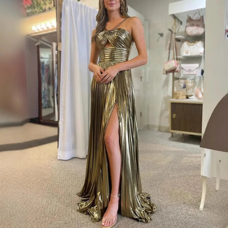 Luxurious Women Folds Party Cocktail Dress Elegant Off Shoulder Celebrity Guest Graduation Evening Floor Length Dress Prom Gown