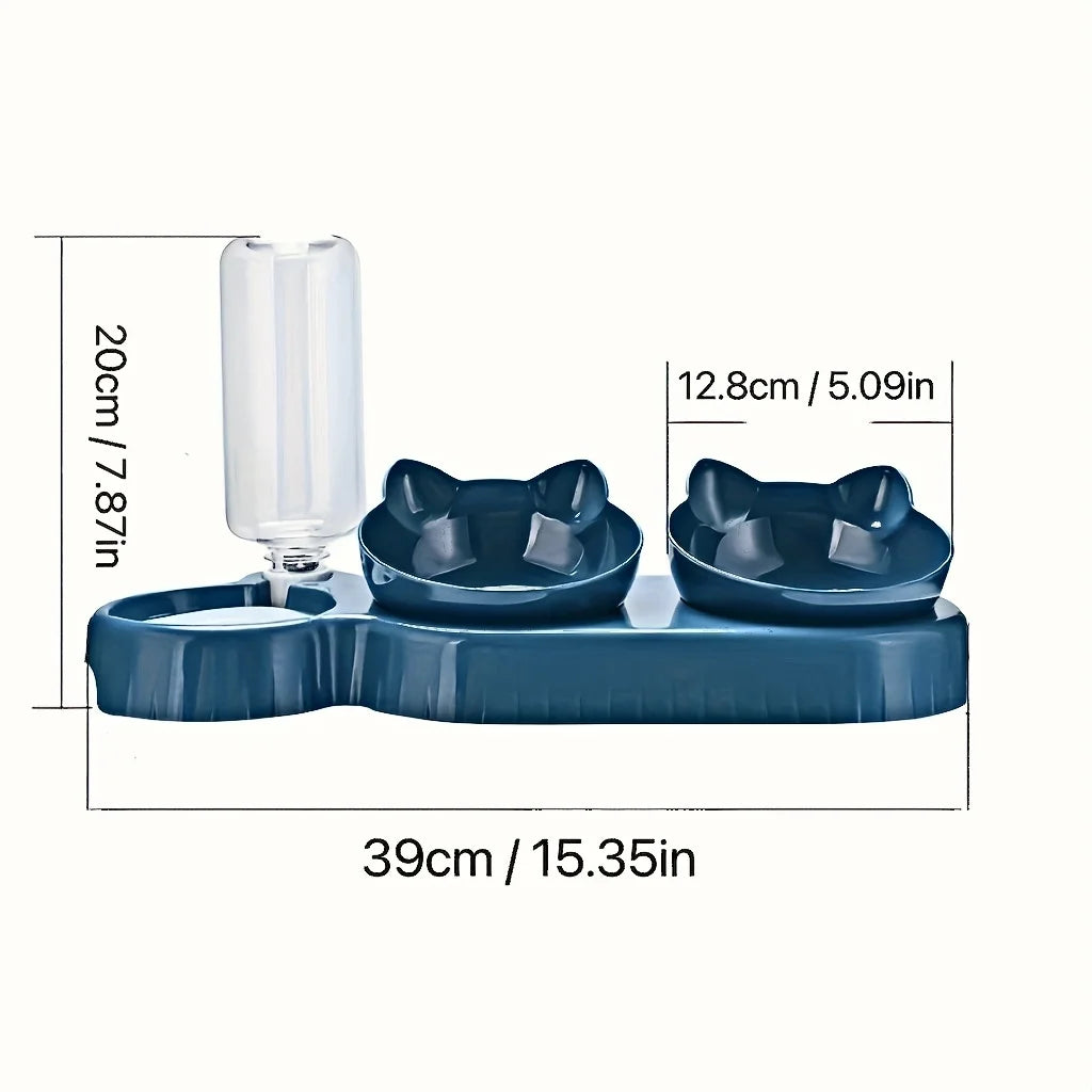 New hot selling cat bowl double bowl pet feeder with anti slip cat paw design, feeding supplies for cats and pets