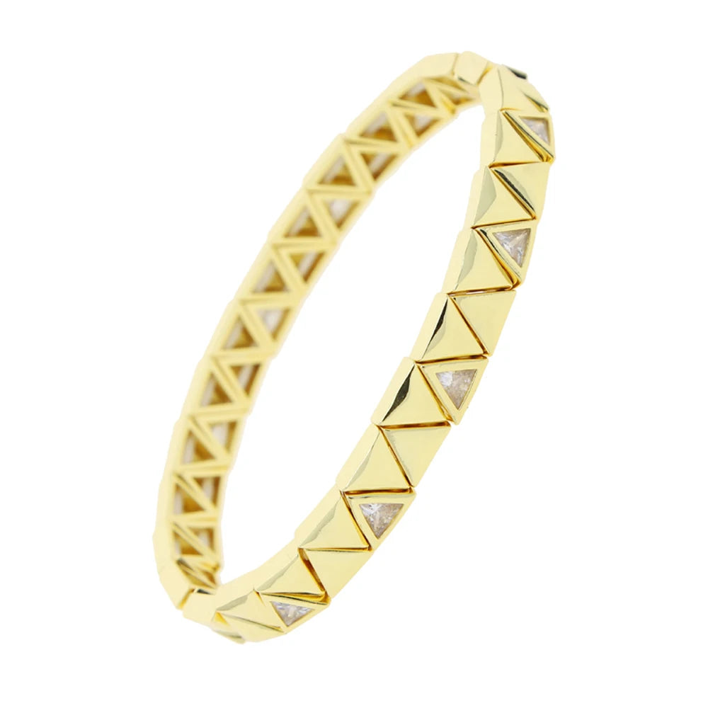 New Iced Out Bling CZ Geometric Stretchy Stretch Double Tennis Chain Bracelet Adjusted Size Bangle For Women Fashion Jewelry