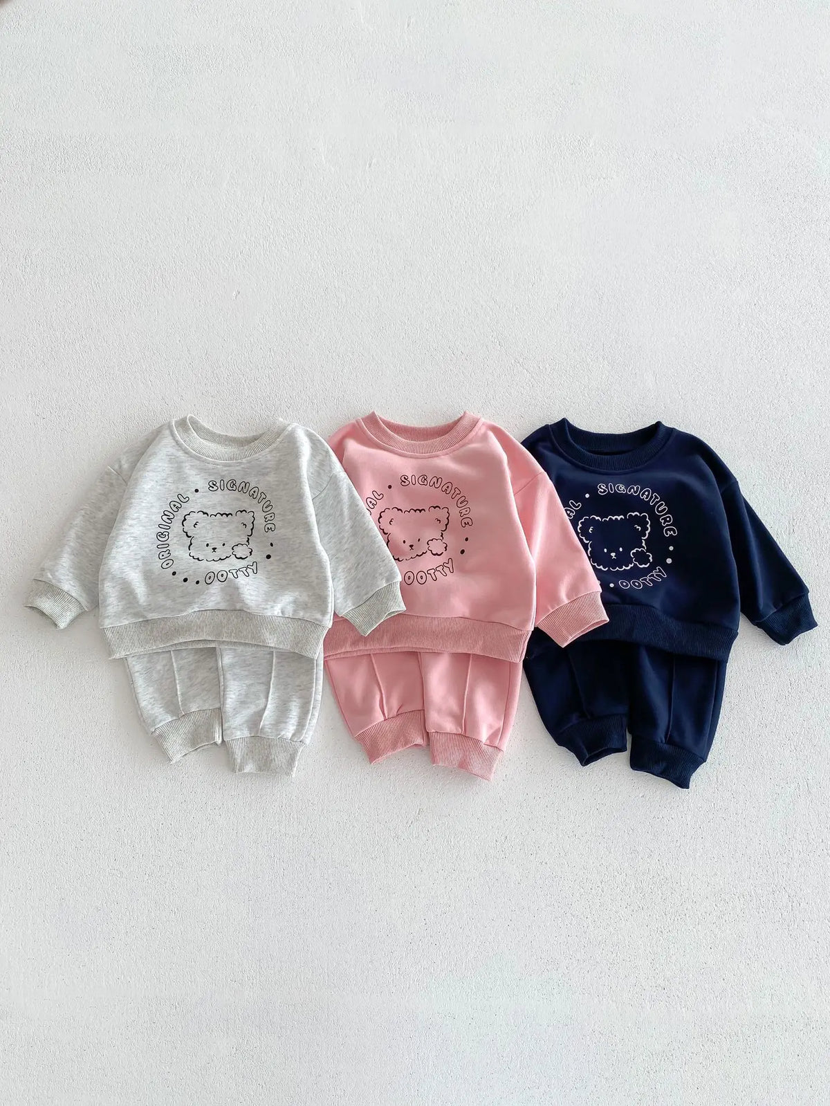 Spring New Baby Clothing Set, Korean Style Cute Bear Two-Piece Outfit for Kids, Long Sleeve Top & Pants Set