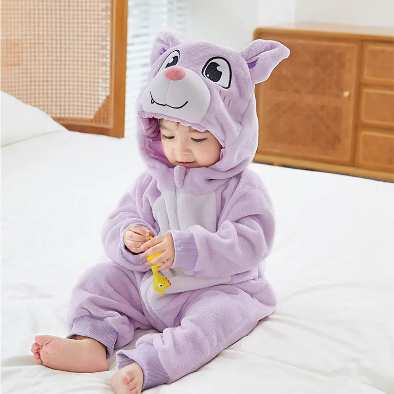 Baby Kigurumi Penguin Lion Cat Animal Cosplay Costume Winter Plush Jumpsuit for Toddler Boys 1 to 2 3 4 Years Baby Girl Outfits