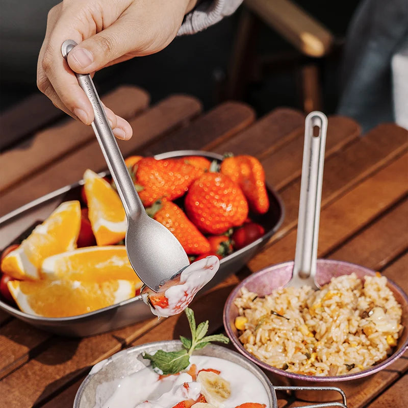 Boundless Voyage Titanium Cutlery Reusable Spoon Spork Set Lightweight Camping Tableware Outdoor Flatware
