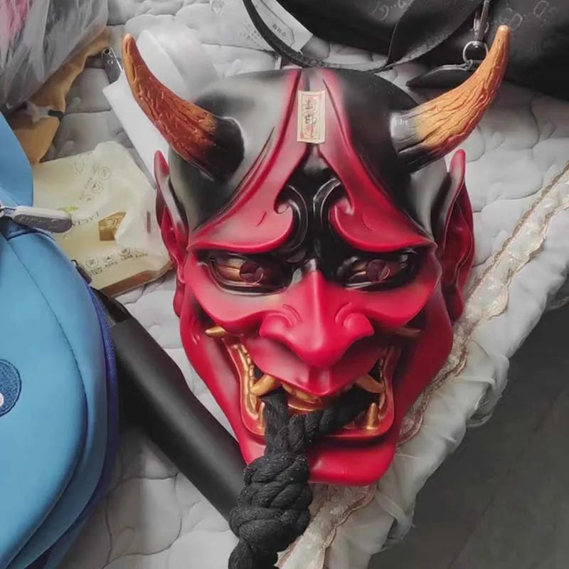 Halloween Prajna Mask Horror Mask Cosplay Costumes Japanese Demon Ghost Mask Party Carnival Comic-Con Masquerade Props Gift