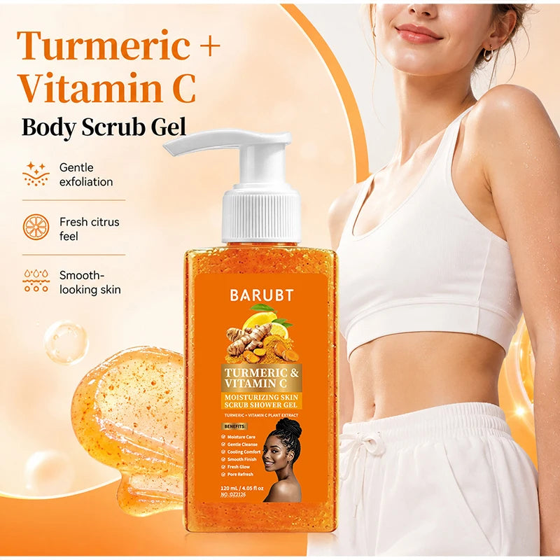Turmeric&Vitamin C Moisturizing Body Wash, Exfoliating Cleansing Smoothing Body Wash, Gentle Scrub Finish Refreshing Natural Sce