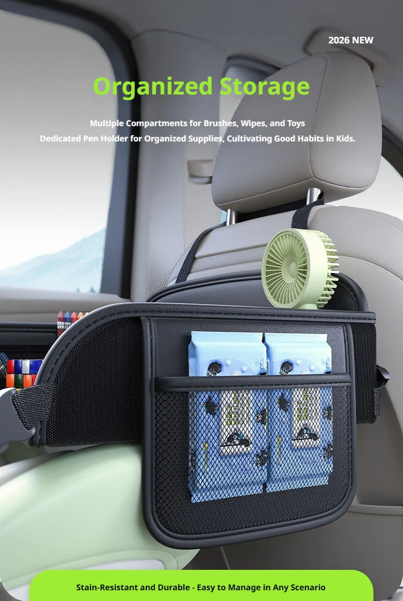 Car Seat Back Hanging Bag For Rear Seat Kids Lunch Desk Food Tray Long Trip Watching Movie Phone Holder Large Capacity Bags