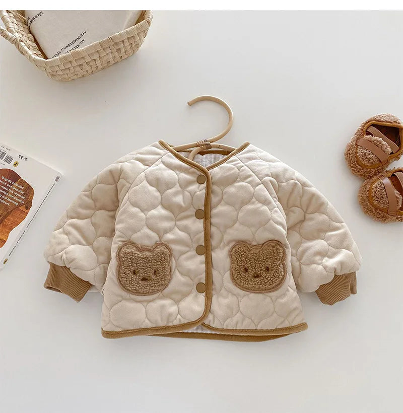 Double-sided Baby Winter Jackets Cute Bear Autumn Baby Outerwear Clothes Casual Kids Coats for Girls Boys Tops Clothing 0-5Y