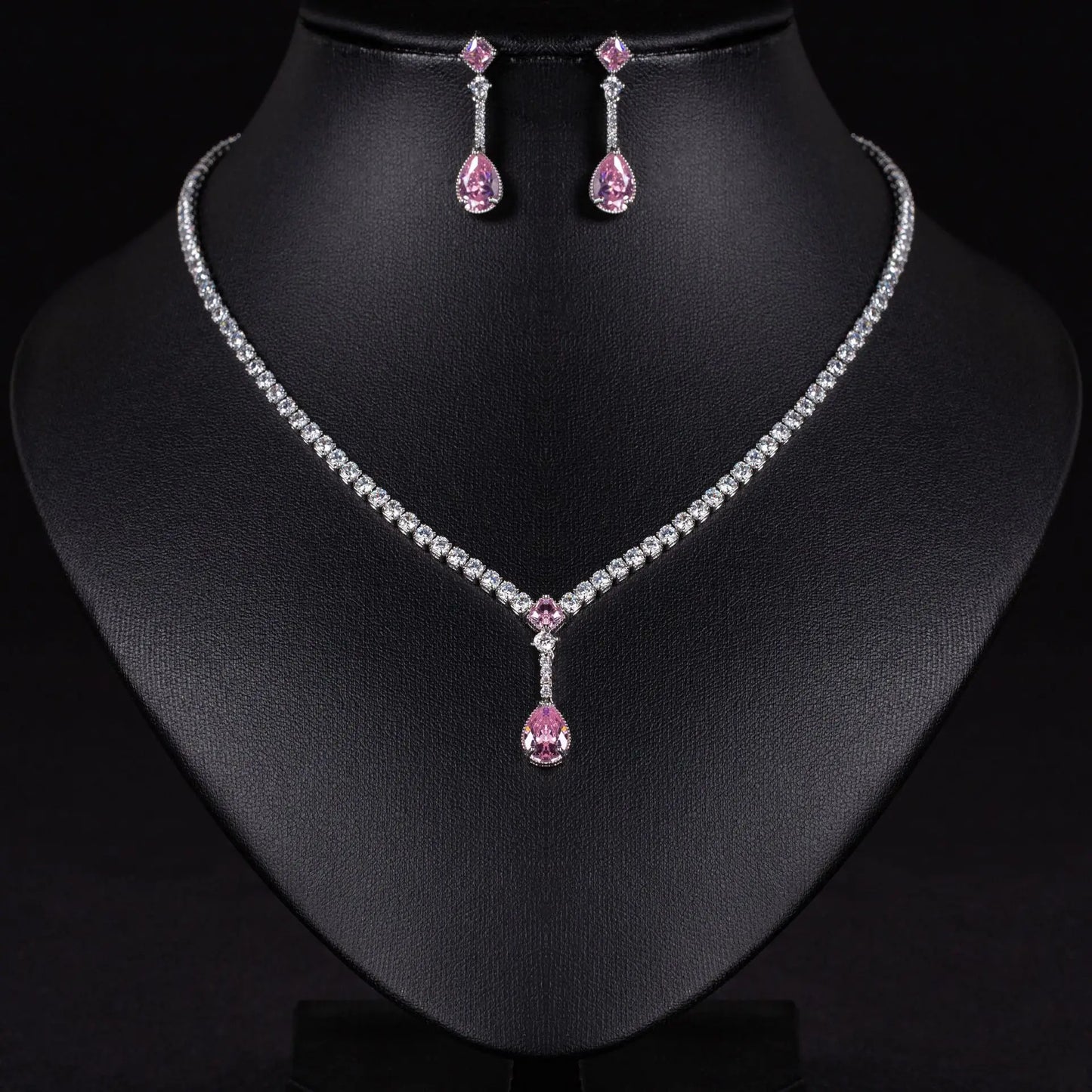Simple Jewellery 2 Pcs Delicate Drops Pendant Necklace Earrings Daily Women Dating Party Banquet Wedding Travel Gift M-649