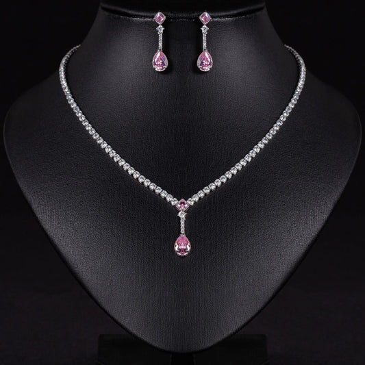 Simple Jewellery 2 Pcs Delicate Drops Pendant Necklace Earrings Daily Women Dating Party Banquet Wedding Travel Gift M-649