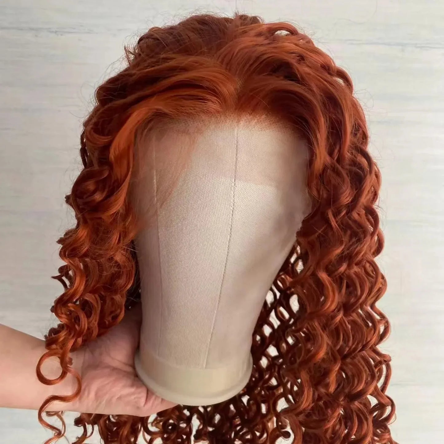 Auburn Ginger 13X4 Deep Curly Lace Front Wigs for Women Copper Red Orange Long Kinky Synthetic Hair Heat Resistant Party Cosplay