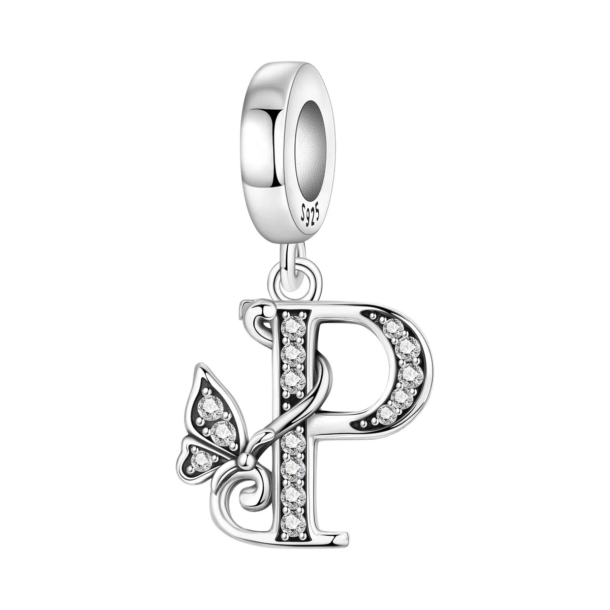 2026 New 925 Sterling Silver Zircon Scroll Grass Pattern 26 Letter Bead Charms for Women Fit DIY Bracelet Necklace Jewelry Gift