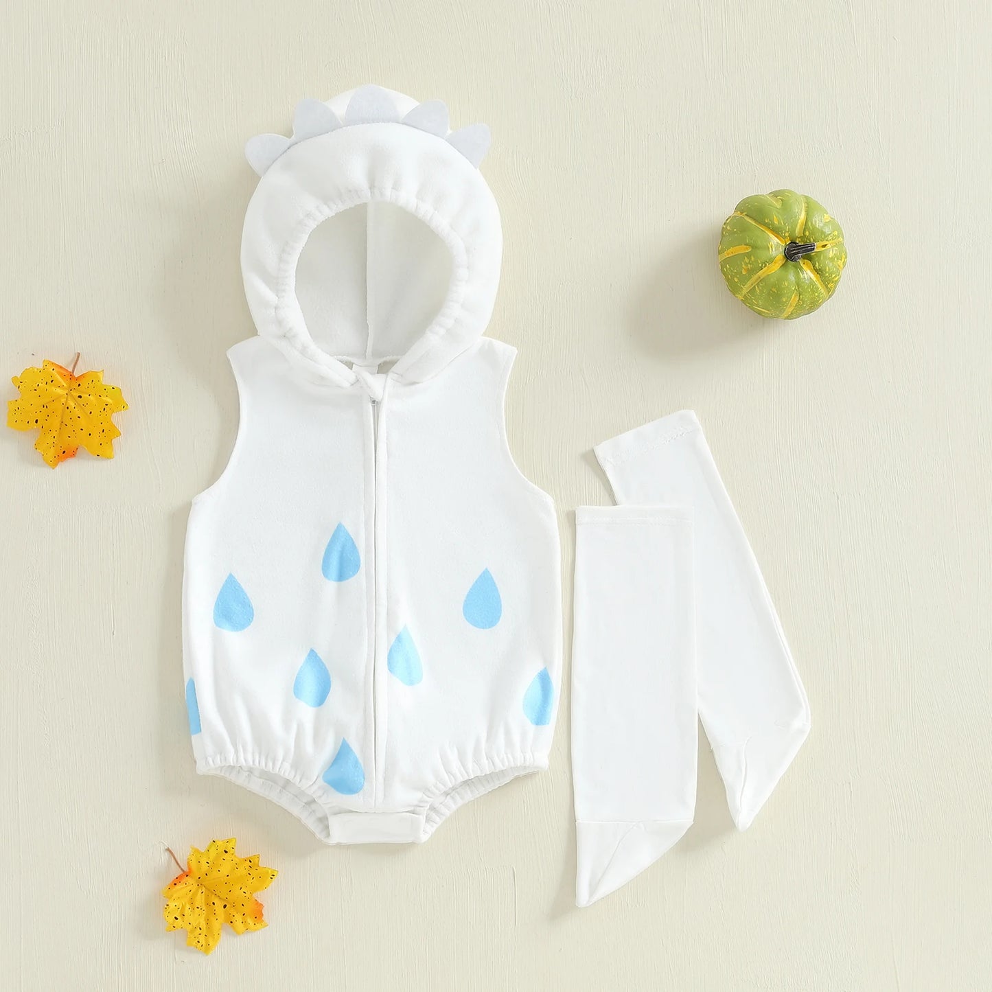 Lovely Chick Romper Baby Boy Girl Halloween Costumes Animal Cosplay Hoodie Romper Jumpsuit Bodysuit Stripe Leg Warmers