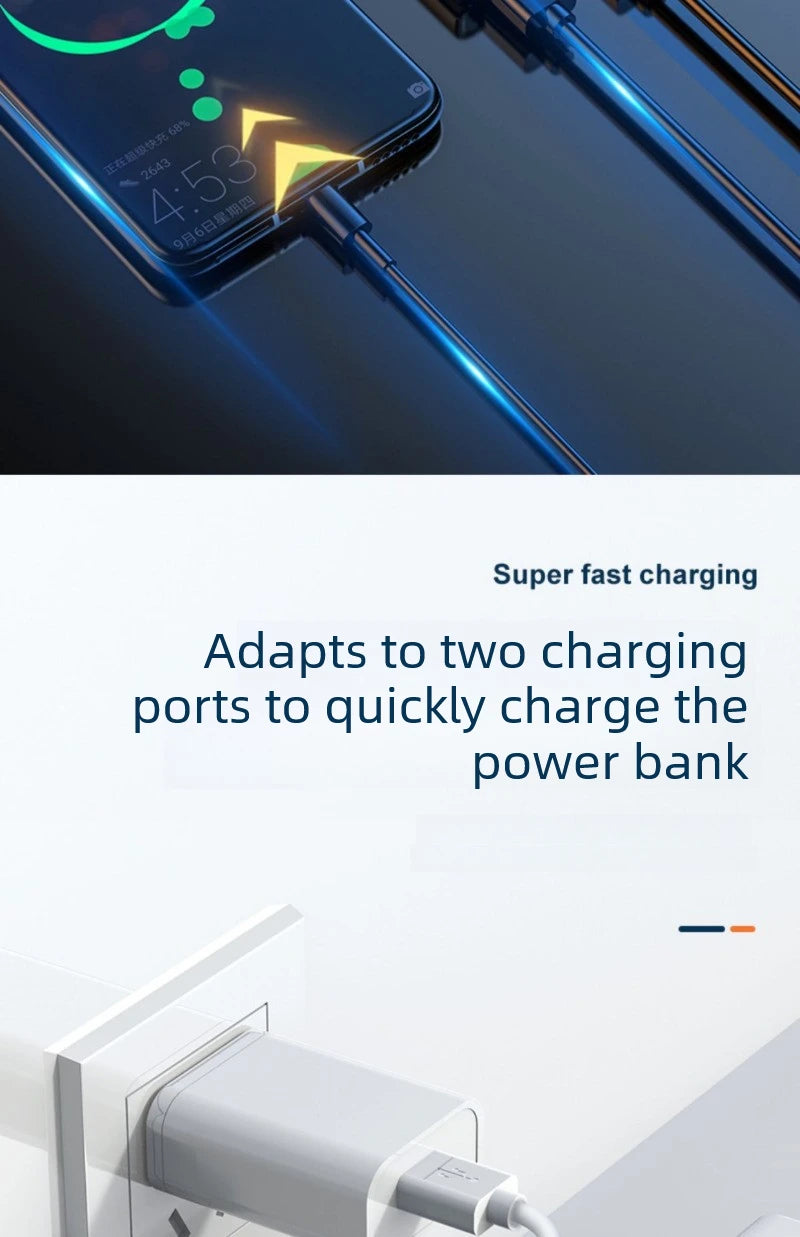 30000mAh PD18W 120W Power Bank Super Fast Charging Large Capacity Portable Battery Charger Digital Display For iPhone Xiaomi