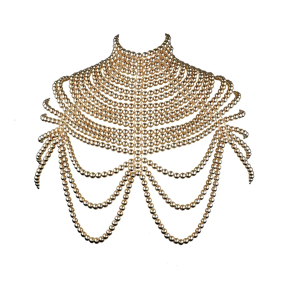 Women's Pearl Body Chains Bra Fashion Adjustable Size Shoulder Necklaces Sexy Tops Chain Wedding Dress Pearls Shawl Body Jewelry