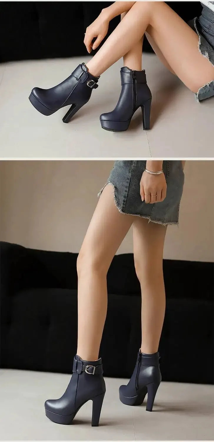 Fashion Boots Women Shoes Autumn Winter Sexy Platform Ankle Boots for Women Black Red Yellow White Short Lady Shoes Large Size