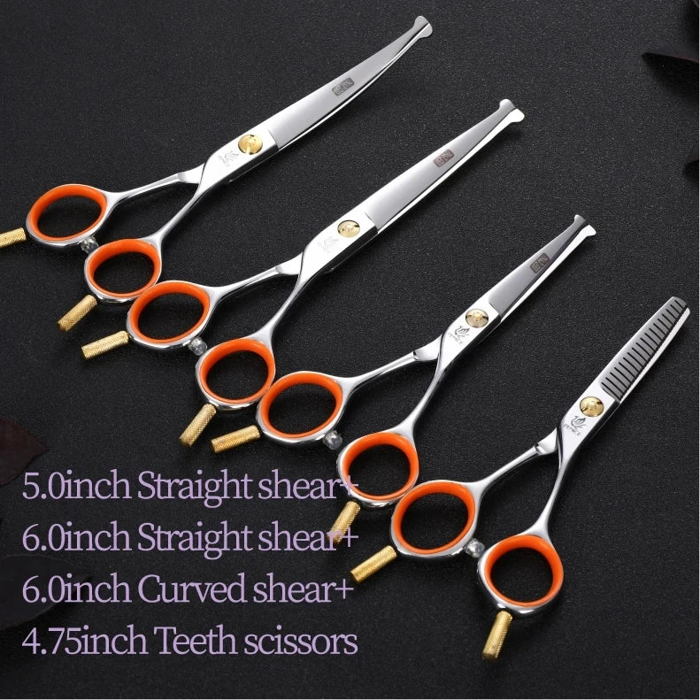 Fenice 4.5 Safety Round Tip Pet Dog Cat Grooming Cutting Scissors Dogs Hair Cutting Shear for Eyes/Face/Foot/Nose