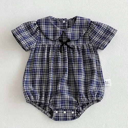 2025 New Summer Korean Style Climbing Suit Flying Sleeve Cotton Lace Splicing Toddler Baby Girls Jumpsuit 0-24M Baby Clothing