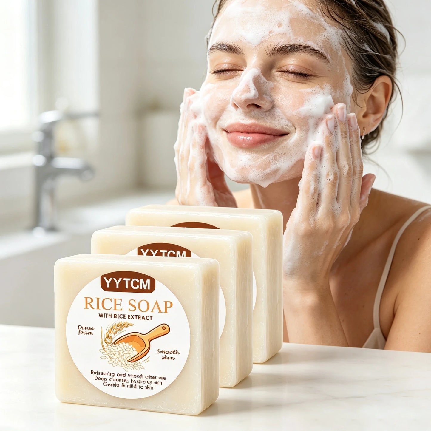 YYTCM Rice Extract Soap Gentle Hydrating Cleansing Bar For Face & Body