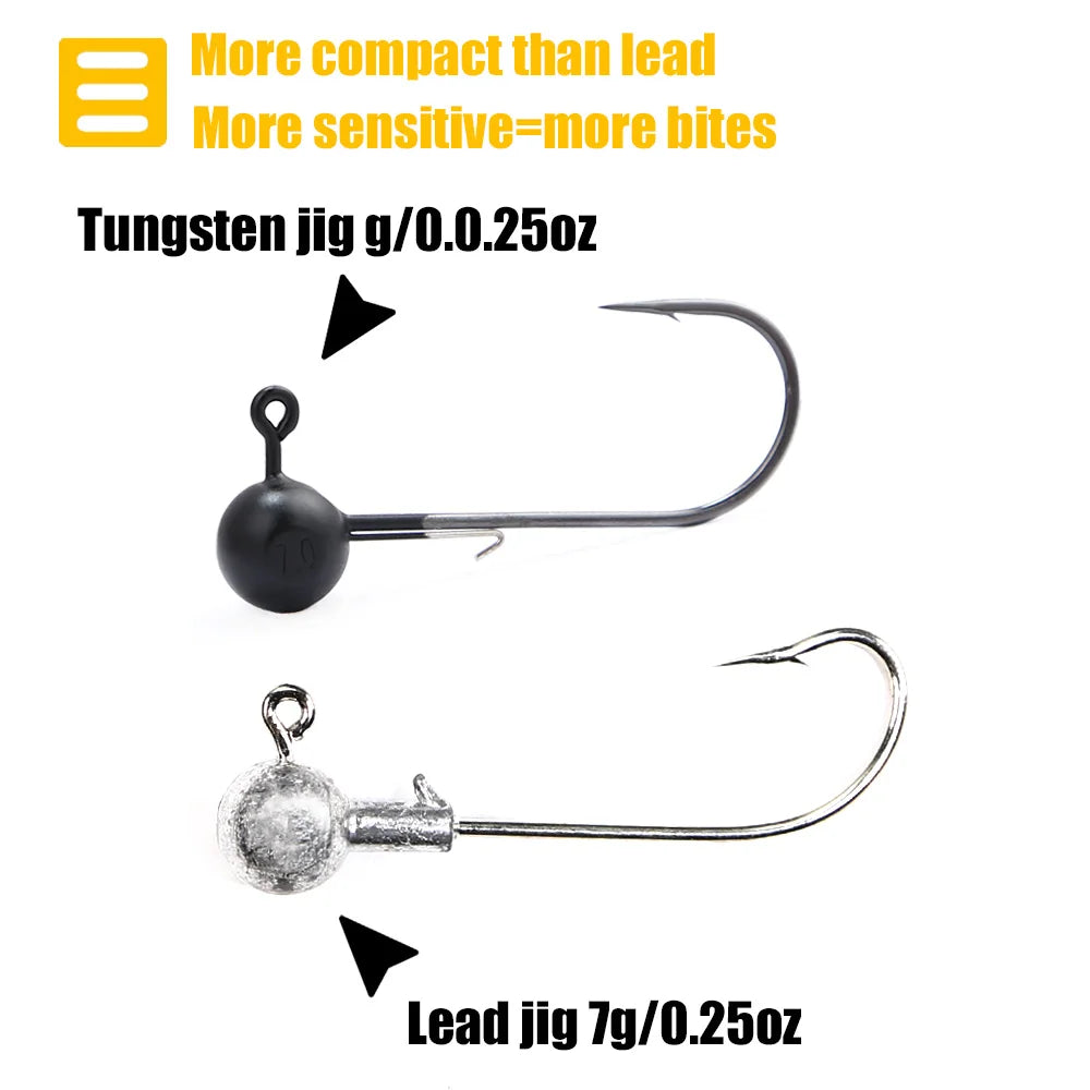 B&U Tungsten Jig Head Fishing Hook Barbed Fishhook Fishing Tackle Accessories Kit Pesca Pike Bass Swimbait Fishhooks