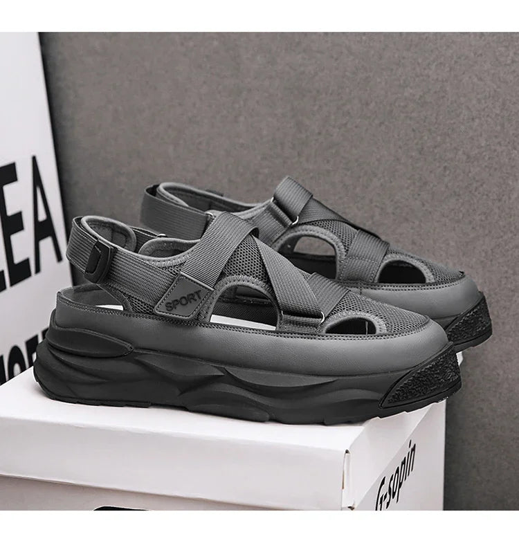 2025 NEW Height Platform Street Male Shoes Non-slip Thick Soled Sports Slides Light Outdoor Hiking Shoes Summer Men's Sandals