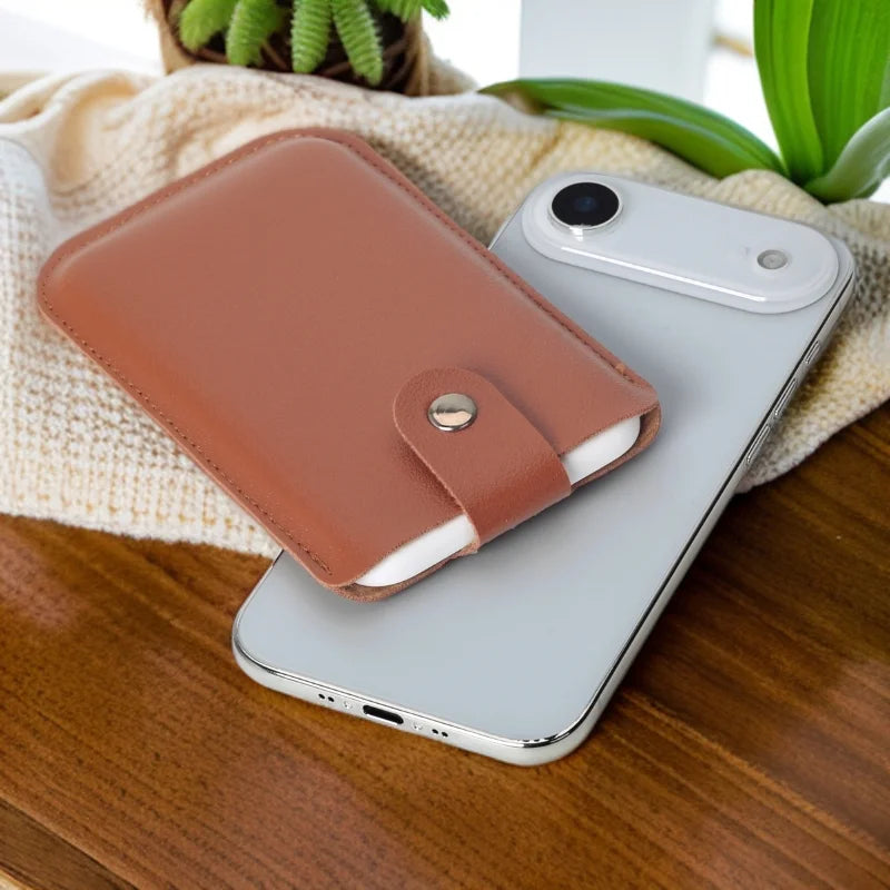 Power Bank Cover Pouch Leather Case for iPhone 17 Air Magsafe External Battery Cover PU Leather Case For iPhone 17 Air Power Ban