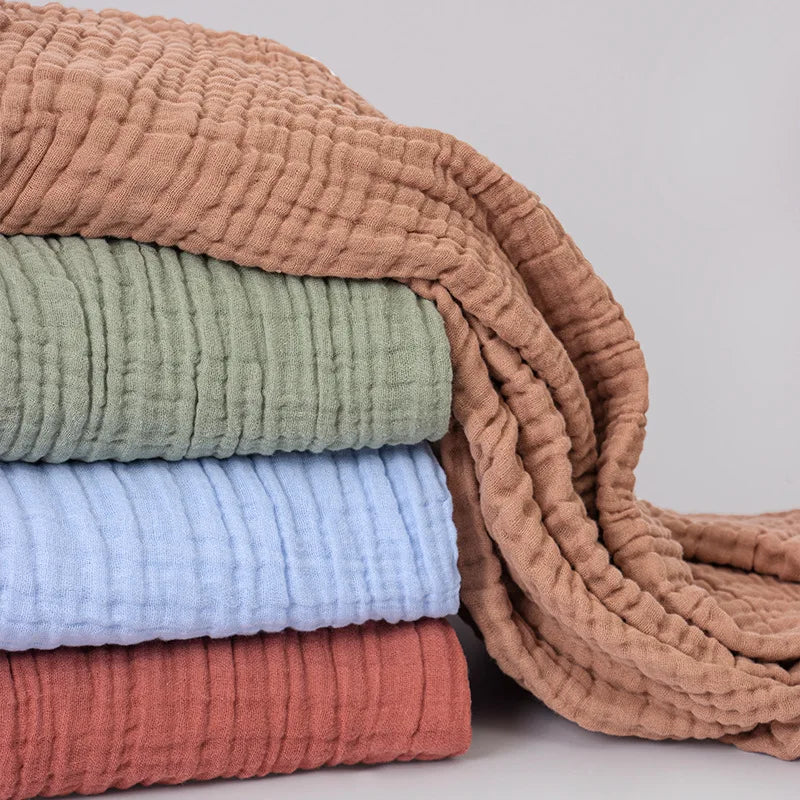 Double Layer Gauze Fabric 100% Cotton Crepe Sewing Fabric Soft For DIY Baby Dress Muslin Throw Blanket Bath Towel Napkin Cloth