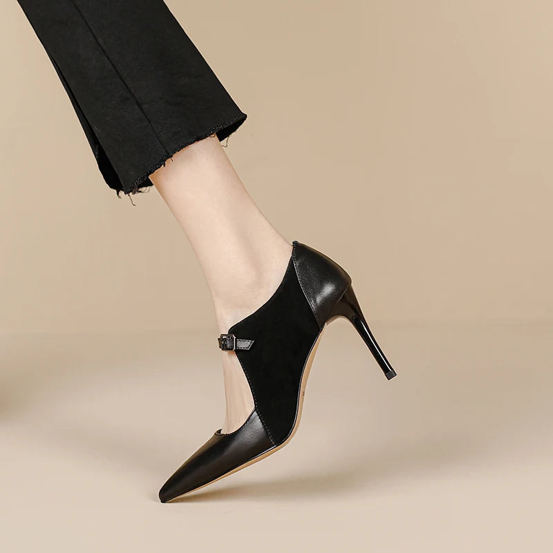 【JOCHEBED HU】Size 33-40 2023 New Soft Genuine Leather Women Heels Fashion Sexy Club Party Wedding High Heel Shoes