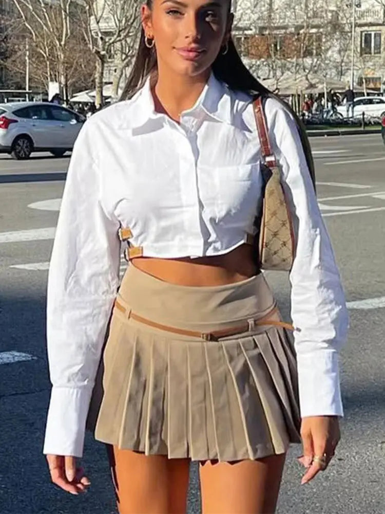 HH Womens High Waist Pleated Mini Skirt A Line Belted Waist for Street Date Casual Party Streetwear Vacation Beach Shorts Skirts