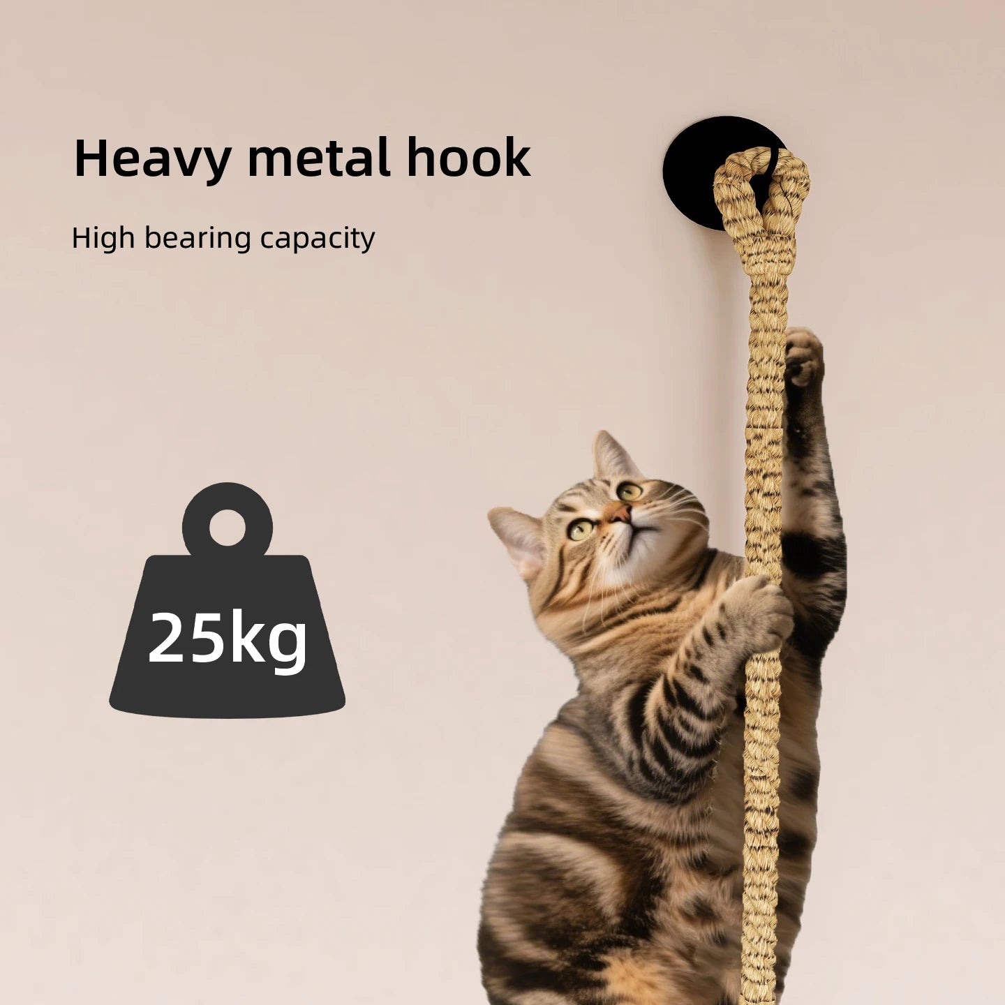 1pc wall-mounted cat scratcher with sisal rope, climbing ladder & play rope. Perfect indoor cat toy for all sizes
