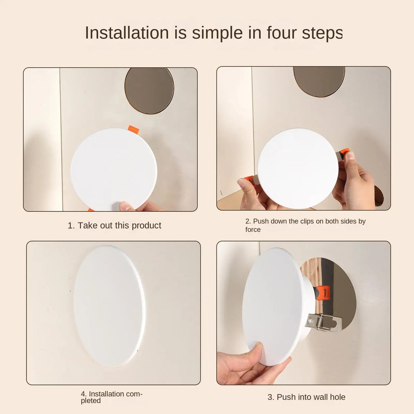 Ceiling Hole Cover Plate 1PC Decorative Round Panel Buckle Design Wall Mounted Hole Repair for Home Kitchen Living Room