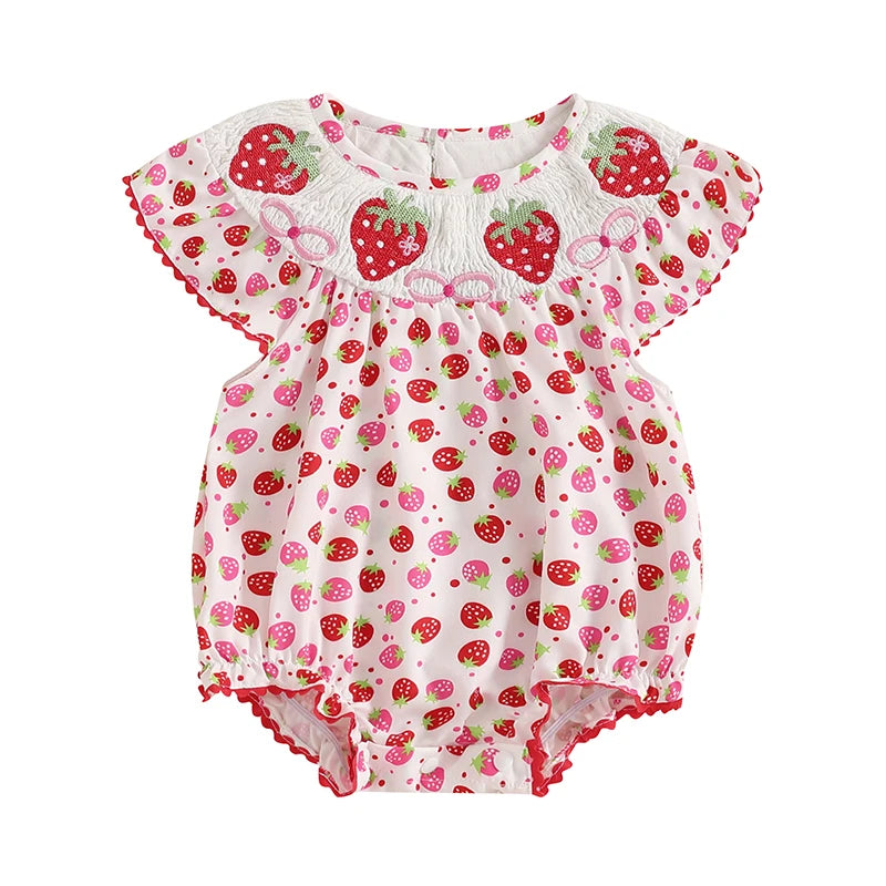 Newborn Baby Girls Watermelon Romper Fly Sleeve Ruffle Rompers Sleeveless Babydoll Collar Bodysuits Summer Clothes