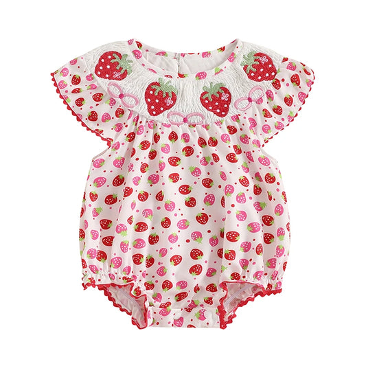 Newborn Baby Girls Watermelon Romper Fly Sleeve Ruffle Rompers Sleeveless Babydoll Collar Bodysuits Summer Clothes