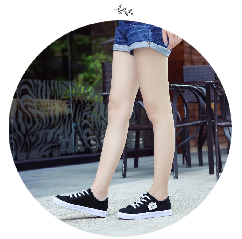 Outdoor Walking Trainers Women Running Shoes Summer Fashion White Canvas  Lace-Up Breathable Jogging Casual Sneakers