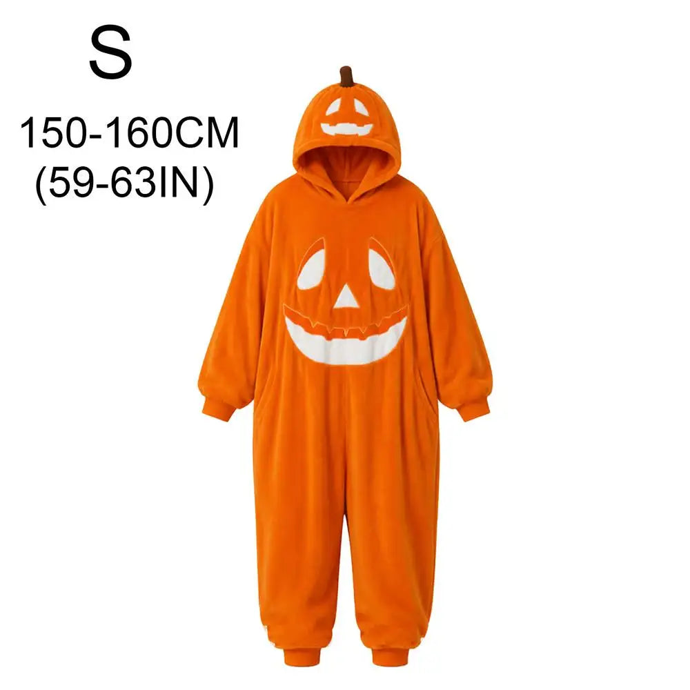 Halloween Pumpkin Costume Soft Breathable Hooded Jumpsuit Halloween Pumpkin Hooded Jumpsuit For Cosplay Concert Party Home