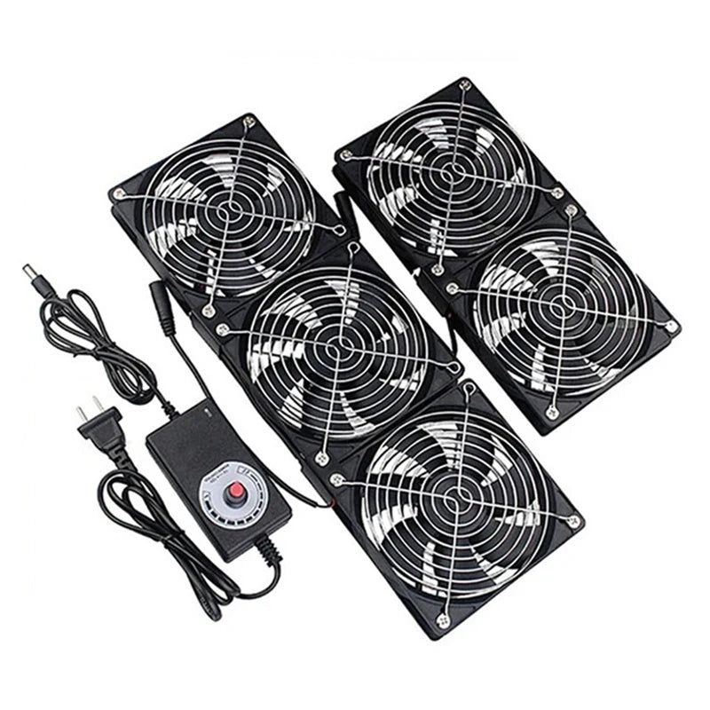 220V 12V Cooling Exhaust Fans with Controller 12cm for GPU VGA Btc Machine Workstation Cabinet Radiator Server Fan